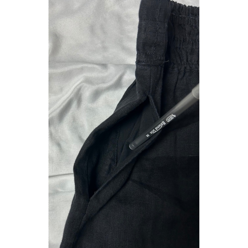 By Anthropologie Black 100% Linen Wide Leg Smocked Elastic Waist Pants XXS - Picture 3 of 16